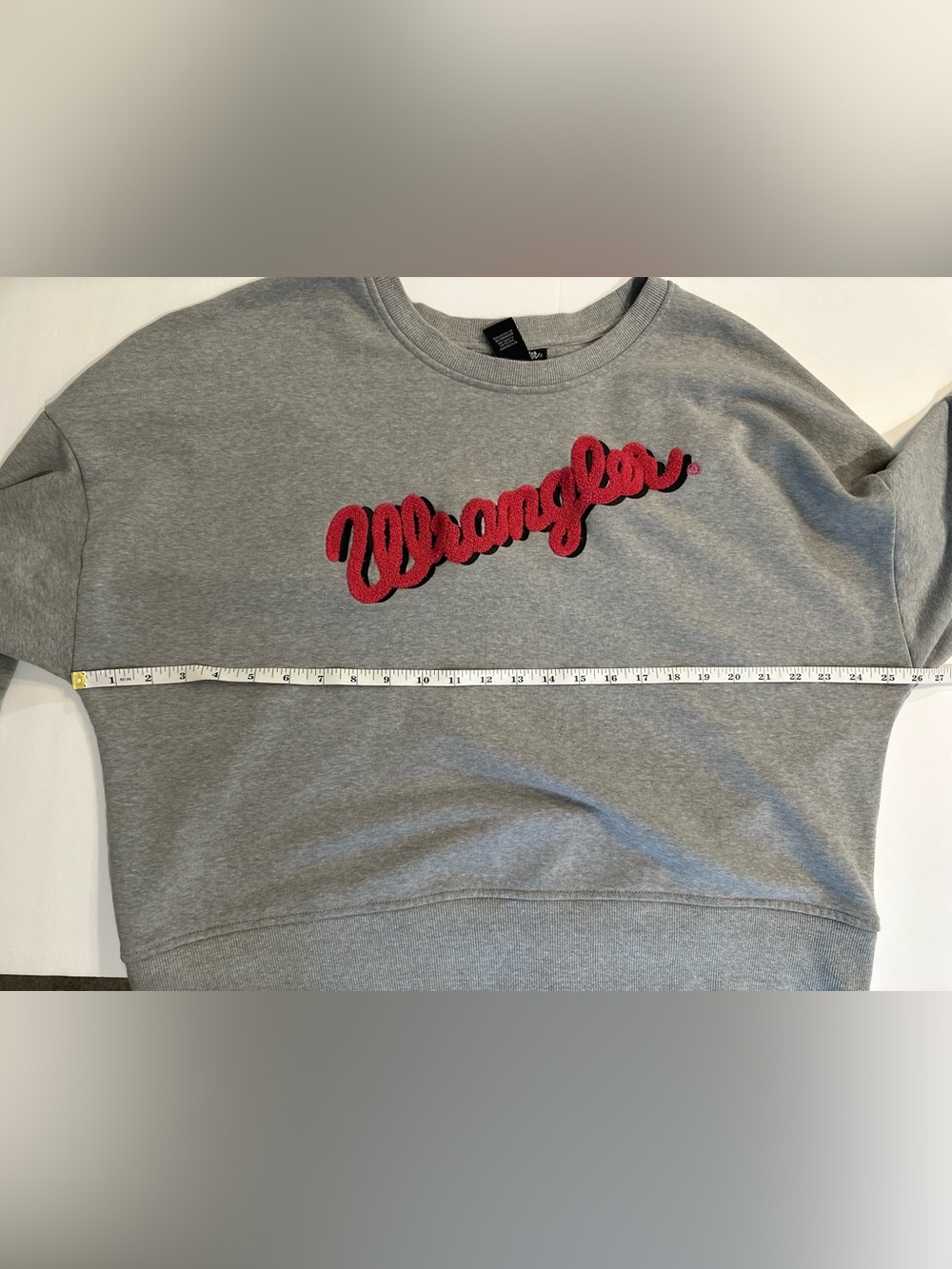 Wrangler Retro XXL Gray Pink Chenille Logo Oversized Sweatshirt Pullover - Picture 4 of 7